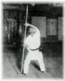 Funakoshi demonstrating Bo